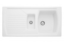 Tenby 1.5 Bowl Reversible 995x497 Ceramic White Sink c/w Waste