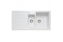 Austell 1.5 Bowl Reversible 1000*500 Ceramic White Sink c/w Waste