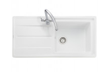 Arlington 1 Bowl 985x500 CERAMIC White Sink c/w Waste Kit