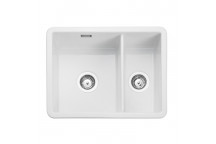 Rustique Square 1.5Bowl Under/InsetCERAMIC Sink595x460 White c/w waste