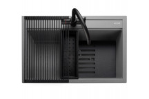 Prato INSET Single Large Bowl 790x510 - Concrete c/w waste