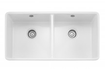 Farmhouse 900 Double Bowl Ceramic Sink 895*460*220 c/w Waste