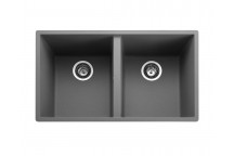 Oridian Undermount 2 Bowl 760x435 Sink - CONCRETE c/w waste