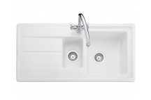 Arlington 1.5 Bowl 985x500 CERAMIC White Sink c/w Waste Kit