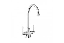 Belfast Monobloc Tap Chrome / White Handles