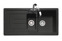 Austell 1.5 Bowl Reversible 1000*500 Ceramic BLACK Sink c/w Waste