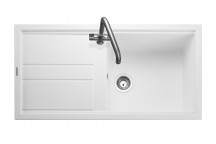 Topaz 1 Bowl 1000x510 Sink - Arctic White c/w waste