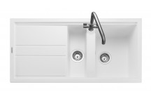 Topaz 1.5 Bowl 1000x510 Sink - Arctic White c/w waste