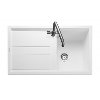 Topaz 1 Bowl 860x510 Sink - Arctic White c/w waste