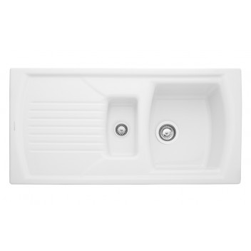 Tenby 1.5 Bowl Reversible 995x497 Ceramic White Sink c/w Waste