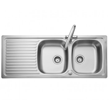Linear 2 Bowl 1 Drainer Reversible Polished 1200x500 Sink (No Waste)