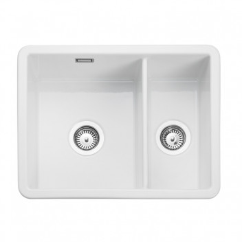 Rustique Square 1.5Bowl Under/InsetCERAMIC Sink595x460 White c/w waste