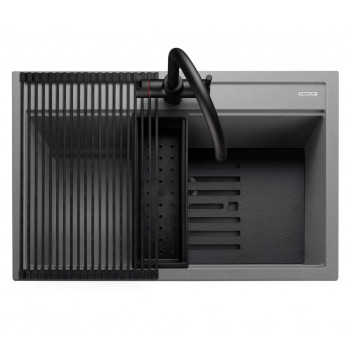 Prato INSET Single Large Bowl 790x510 - Concrete c/w waste