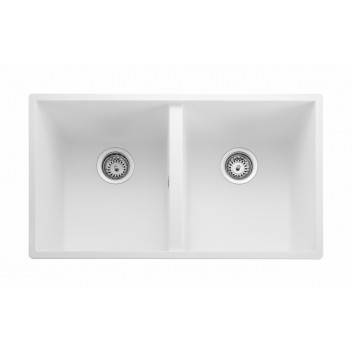 Oridian Undermount 2 Bowl 760x435 Sink - ARCTIC WHITE c/w waste