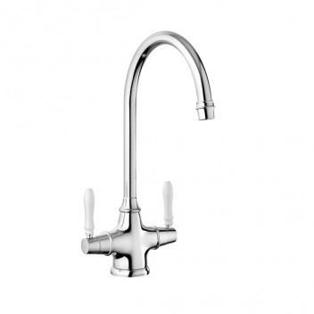 Belfast Monobloc Tap Chrome / White Handles