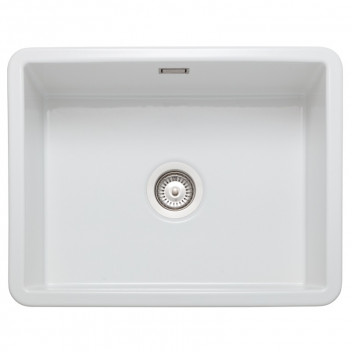 Rustique Square 1Bowl Under/Inset CERAMIC Sink 595x460 White c/w Waste