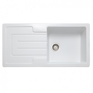 Austell 1 Bowl Reversible 1000*500 Ceramic White Sink c/w Waste