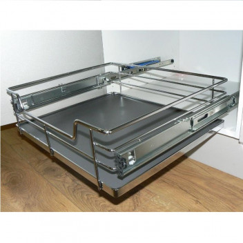Dark Grey Solid Base Chrome ( 600mm) Pull Out Basket/Soft Close Runner