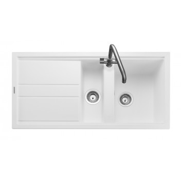 Topaz 1.5 Bowl 1000x510 Sink - Arctic White c/w waste